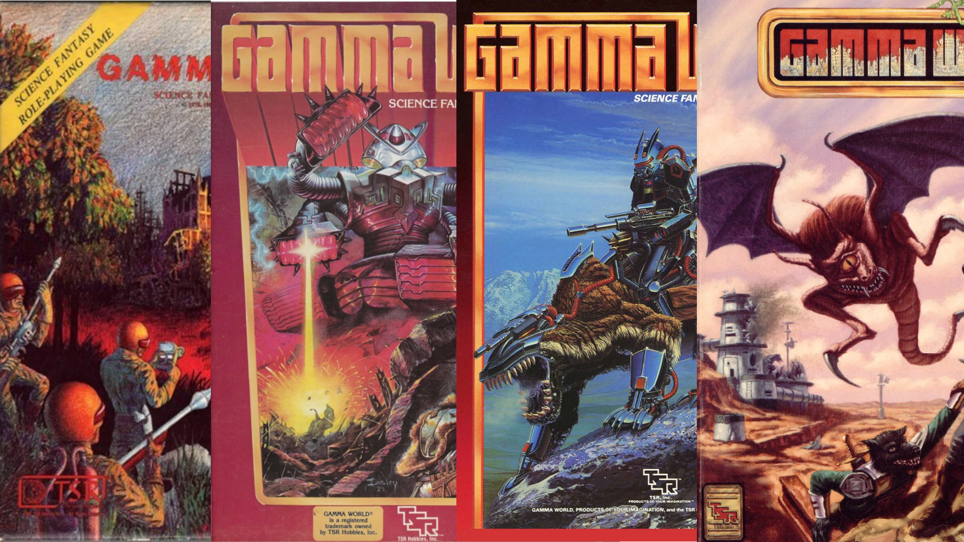 Gamma World 1e through 4e Cover Collage